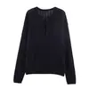 Ropa de Mujer 2026 Primavera Nuevo Estilo Europeo y Americano Moda Tejido Holgado Cuello en V Corbata Hueco Delgado Blusa Top