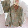 Primavera e verão fino algodão puro dupla camada gaze pijamas feminino manga comprida crepe roupas para casa cardigan floral tamanho grande mais fermentado pastoral