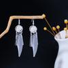 Pendientes de Estilo Étnico de Minorías Vintage con Plata Étnica, Pendientes de Flor Únicos de Estilo Bohemio, Accesorios para Orejas Largos con Borlas