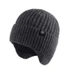 Gorro a Prueba de Frío para Hombres de Mediana Edad y Mayores Protección Auditiva Cálida de Invierno para Abuelo Mayor Gorro Grueso de Lana Tejida