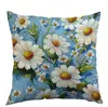 Azul Primavera Degradado Blanco Margarita Ramo Transfronterizo Amazon Nuevo Estilo Funda de Almohada Fábrica Venta Directa Personalizable Mayorista