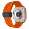 Adecuado para Apple Watch Ultra9876543210 Generación Se Orificio Transpirable Hebilla Magnética Correa de Reloj de Silicona