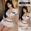 Diyi Miao Si Lingerie Sexy Estilo Puro Desejo Uniforme de Policial Conjunto de Uniforme de Saia Plissada Ultra-Curta de Duas Peças A074
