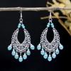 Pendientes de borlas turquesas de estilo bohemio para mujer, aretes de moda exóticos étnicos Yunnan retro combinables, joyería