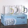 Fábrica de Origem Copo de Água de Seis Cores de Vidro Borossilicato Conjunto em Caixa Colorida Copo de Leite para Café da Manhã Copo de Chá de Vidro Resistente ao Calor Personalização