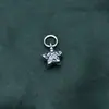 Accesorios de Plata de Ley S925 Colgante de Estrella de Cinco Puntas Texturizado Pulsera de Cuerda Tejida a Mano Collar de Cristal Joyería de Plata