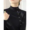 Suéter de Punto Negro Francés de Manga Larga con Cuello Medio Alto para Mujer 2026 Otoño/Invierno Nuevo Estilo Versión Coreana Color Sólido Suéter Básico