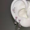 Brincos Garfo Colher Coração Rosa Doce e Fresco Aço Titânio Fundo Plano Unhas de Osso da Orelha Design de Nicho Brincos de Alta Qualidade Joias Finas Femininas