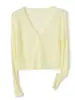 Cardigan Feminino de Tricô Fino para Verão com Fechamento de Botão, Caimento Solto, Xale com Proteção Solar, Jaqueta Versátil para Ar Condicionado, Top Colete Curto Versátil