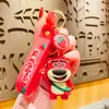 Muñeco Oso Fresa de Dibujos Animados Llavero Creativo para Coche Colgante de Bolso Corazón de Chica Colgante de Pareja Pequeño Regalo Venta al por Mayor