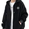 Moletom Grosso com Forro de Lã Estilo Americano para Homens, Novo Design Oversize Outono e Inverno 2026, Jaqueta com Zíper de Nicho, Tendência