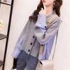 Cardigan Tricotado Listrado com Costura Falsa de Duas Peças, Estilo Hot Girl, Novo para Primavera e Outono, Estilo Coreano, Slim, Moda, Suéter Versátil para Mulheres
