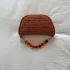 Bolso de Mano de Lujo con Cuentas para Mujer Verano 2025 Vacaciones en la Playa Nuevo Bolso de Paja Hombro Único Cruzado Bolso Tejido