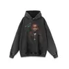 Sudadera con Capucha de Manga Larga Estampado Rock Oscuro Lavada Vintage Transfronteriza para Hombre, Estilo Street Ins Holgado, Sudadera con Tendencia Nacional