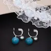 Clip de Oreja de Bola de Plata con Perla Azul Fresca y Translúcida para Mujeres Sin Perforaciones, Diseño de Nicho, Elegantes de Alta Gama, Pendientes Versátiles y de Moda