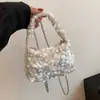 Bolsa Versátil de Lantejoulas Preta e Branca com um Toque Elegante, Bolsa de Mão Exquisita para Mulheres, Pode Ser Usada no Ombro ou Transversal, Adequada para o Dia a Dia, Pequena Bolsa de Lantejoulas