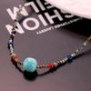 Collar de Lapislazulita Cuentas de Pino Azul Piedra Verdadera de Alta Calidad Pino Africano Ágata Roja Diseño Versátil Collar Nicho para Clavícula