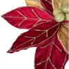 Flores de Veludo de Natal para Arranjos Florais, Decorações de Árvore de Natal, Flores Artificiais, Cabeças de Flores de Veludo Vermelho de Natal Atacado