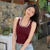 Camisole Falsa de Duas Peças com Gola Halter Color Block C166 com Design Único e Chique, Top Sexy e Sedutor para Mulheres