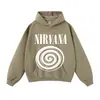 Sudadera con capucha de estilo callejero vintage europeo y americano, sudadera con estampado de remolino de banda para otoño e invierno, diseño de sudadera, sudadera de corte holgado