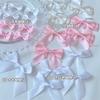 Laço de Cetim Rosa e Branco Estilo Ballet Doce Acessórios DIY Conjunto de Cartões Material de Decoração Coração de Fã