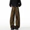 Calça Casual Desconstruída Estilo Cimitara Lavada Vintage para Homens, Calça de Perna Larga com Design de Nicho Tingimento Sujo de Verão, Calça Cargo Estilosa