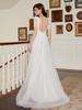 Nuevo Vestido de Novia Blanco de Estilo Pastoral Transfronterizo Francés, Grande, con Vuelo, Escote en V, Manga Corta, Elegante, Espalda Descubierta, para Banquete y Boda