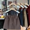 Falda de Lana en Forma de Pera para Mujer Otoño e Invierno Nueva Llegada Talla Grande Chica Gordita Cintura Alta Línea A Falda Envolvente de Cadera Falda Corta de Lana