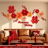 Decoración de Habitación de Boda, Habitación Nueva, Pared de Fondo de Sala de Estar, Dormitorio, Carácter de Doble Felicidad, Guirnaldas de Flores, Entrada, Escalera, Decoración de Ceremonia de Boda