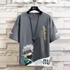 Camiseta Moderna de Manga Corta para Hombre, Moda de Hong Kong Estilo Ins, Ropa Holgada de Media Manga, Versión Coreana de Verano, Nueva Moda Casual Moderna Fresca y Versátil