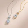 Collar de plata S925 con colgante de moissanita en forma de gota de agua y pera para mujer, cadena para la clavícula con colgante resistente incrustado de estrella y cabeza de flor, directo de fábrica