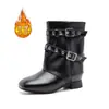 Botas Individuales Nuevas Otoño/Invierno 2026 para Niñas Tacón Grueso Estilo Slip-on con Faldas Botas de Motociclista Martin Botas Casuales Versátiles Botines Caídos