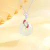 Collar con Hebilla de Nube Auspiciosa y Carpa de la Paz en Plata S925 para Mujer, Cadena para Clavícula con Colgante de Jade Hetian de Lujo Ligero Tendencia Nacional Regalo de Vacaciones