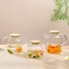 Tetera de Vidrio de Borosilicato Alta para Uso Doméstico, Tetera Resistente al Calor para Agua Fría, Tetera Eléctrica de Estufa Cerámica, Preparación de Té, Tetera de Flores para Preservar la Salud