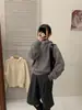 Suéter de Tricô Liso com Capuz e Cordão 2026 Outono/Inverno Novo Estilo Coreano Versátil Moda Blusa para Mulheres