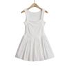 2024 Verão Novo Estilo Pure Desire Sweet Ballet Estilo Vestido Fofo Feminino Elegante Gola Quadrada Cintura Saia Emagrecedora