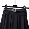Saia Estilo Blazer Elegante Plus Size 150kg para Mulheres, Nova Saia Plissada de Comprimento Médio Solta de Cintura Alta para Primavera/Verão