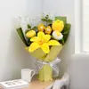 Ramo de Flores de Hilo Tejido a Mano, Flores Artificiales para el Día de la Madre, Cumpleaños, Temporada de Graduación, Ceremonia de Mayoría de Edad, Regalo Souvenir