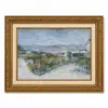 Moldura Dourada Retrô Campo de Pessegueiros em Flor de Van Gogh Céu Estrelado Estilo Pintura a Óleo Sala de Estar Entrada Pintura de Parede Emoldurada Pintura Decorativa Personalizado