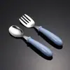 Directo de fábrica acero inoxidable cuchara tenedor infantil caricatura creativo suplemento alimenticio infantil Amazon 304 cuchara tenedor traje conveniente