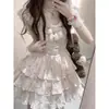 Vestido floral dulce y pequeño estilo francés para mujer, vestido de princesa abombado para verano, con lazo en la cintura para ceñir, talla petite