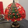 Lámpara de Escritorio Árbol de Navidad Retro Tiffany Lámpara de Mesita de Noche para Dormitorio Lámpara de Atmósfera Decoración para Fiesta del Festival de Navidad