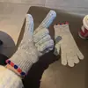 Guantes de Punto Sin Dedos Forrados de Polar Cálidos para Mujer, Guantes de Ciclismo de Invierno a Prueba de Viento Jts