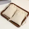 Bolsa de algodón y lino con cordón y logo personalizado para joyería, regalos culturales y creativos, bolsa de lona para almacenamiento a prueba de polvo