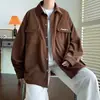 Camisa de pana simple de color liso, moderna, talla grande, versátil, manga larga, corte holgado, estilo regular para adolescentes, adecuada para primavera y otoño, estilo ins