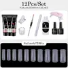 Arte de Uñas 15ml Gel de Extensión Set de 12 Piezas, Pincel Moldeador de Uñas, Gel de Cristal, Gel de Cristal Exclusivamente para Ventas Transfronterizas