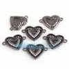 Accesorios para joyería DIY mitad plata 925 oro microincrustación concha de abulón Conector de corazón de manzana y durazno
