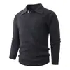 2026 Otoño/Invierno Transfronterizo Nuevo Suéter Pulóver de Punto para Hombre Color Sólido Cuello Solapa Moda Juvenil Camisa Base Casual