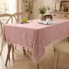 Toalha de Mesa Listrada Bicolor Estilo Europeu, Toalha de Mesa Retangular Embossada Poliéster-Algodão, Toalha de Mesa Impermeável Decorativa, Atacado e Personalização