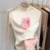 Capa interior cálida para otoño e invierno, camiseta básica de cuello alto a media altura de forro polar por ambos lados para niñas, top de manga larga moderno y elegante para niñas pequeñas